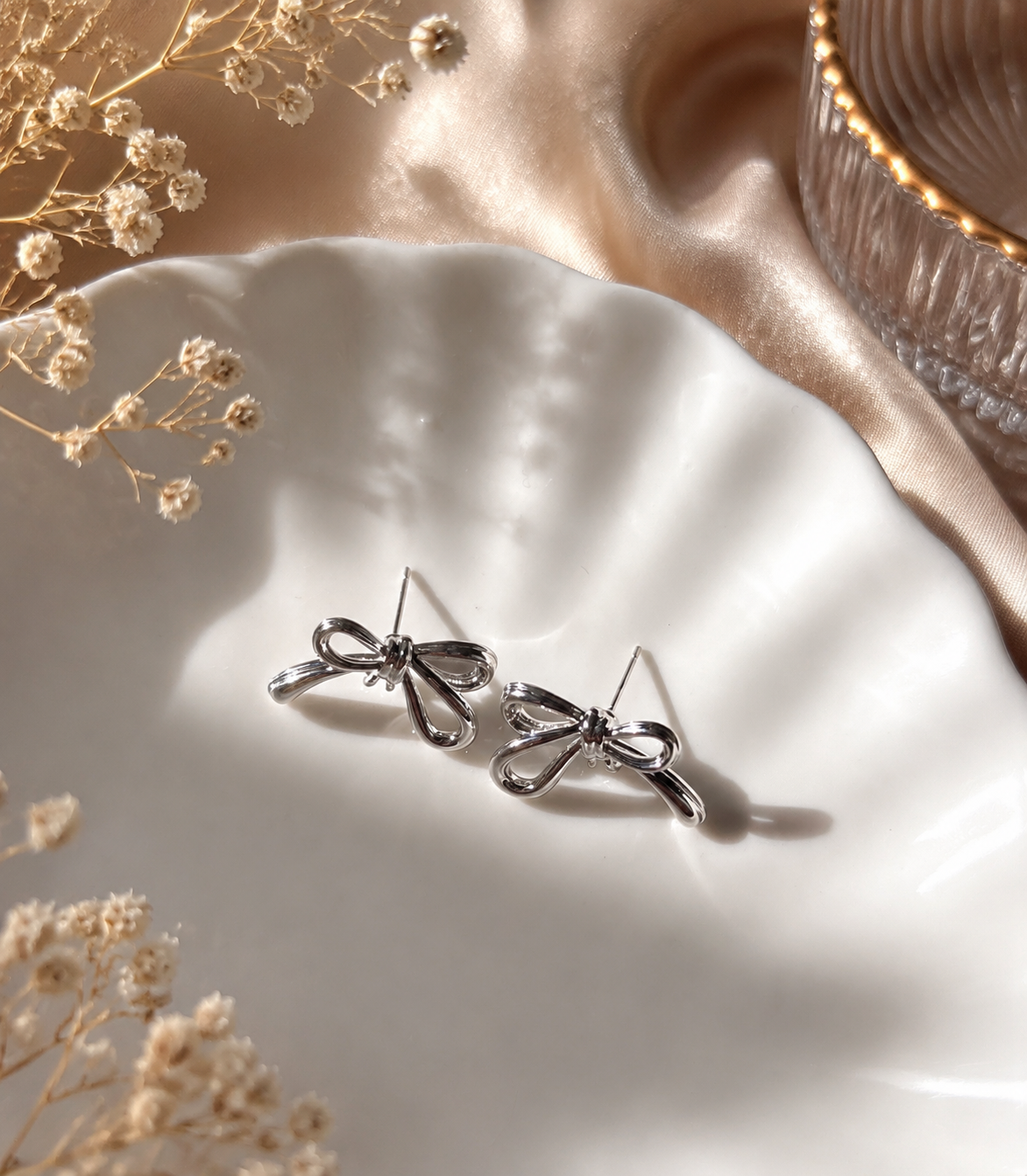 Silver Bow Earrings